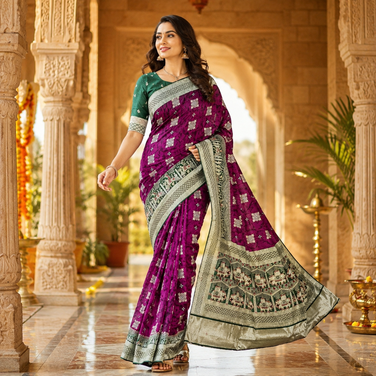 Wine Pure Gaji Silk Saree With Heavy Work And Blouse – Luxury Wedding And Festive Saree For Women