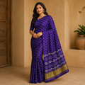 Blue Gajji Silk Bandhani Saree With Blouse – Timeless Elegance Woven In Heritage For Women
