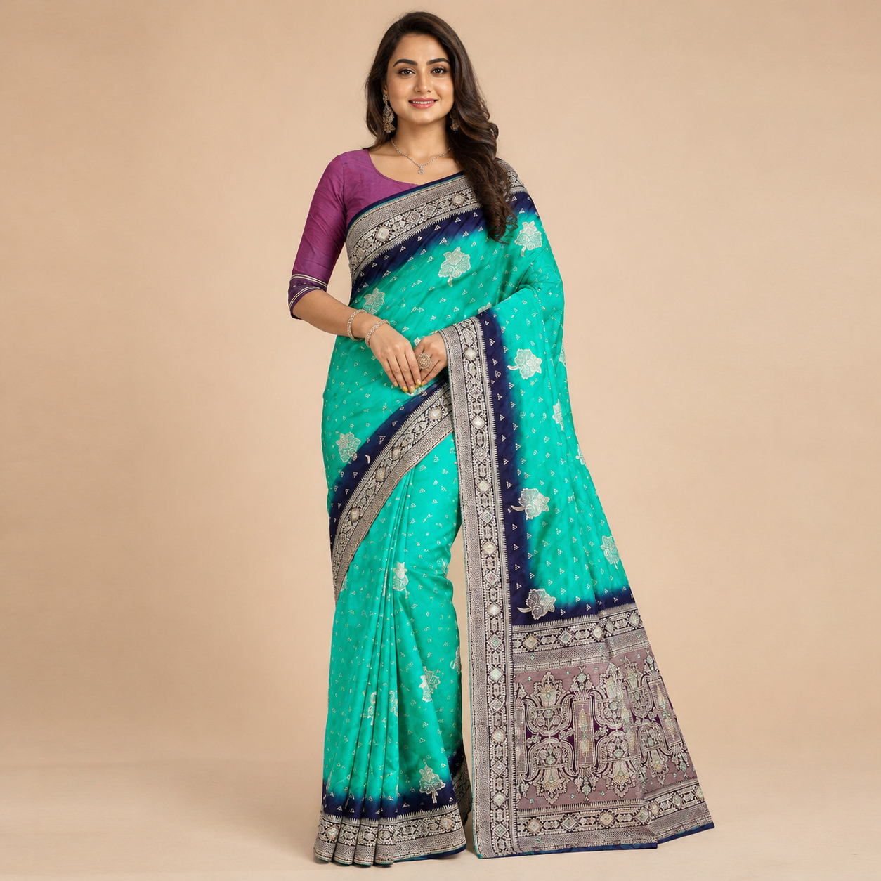 Rama Green Chanderi Silk Zari Crush Saree – Where Grace Flows In Every Fold For Women