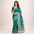 Emerald Green Banarasi Katan Silk Saree With Silver Zari - Royal And Lightweight Weave For Women