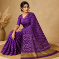 Purple Gajji Silk Bandhani Saree With Blouse – Grace Hand-Tied In Every Dot For Women