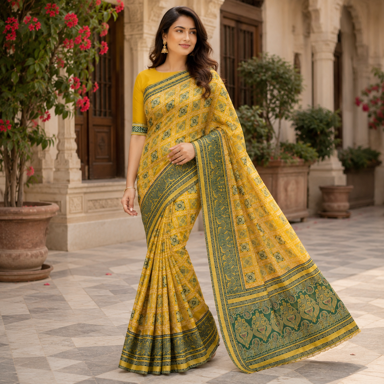 Yellow Dola Pure Patola Saree With Blouse – Traditional And Festive Wear For Women