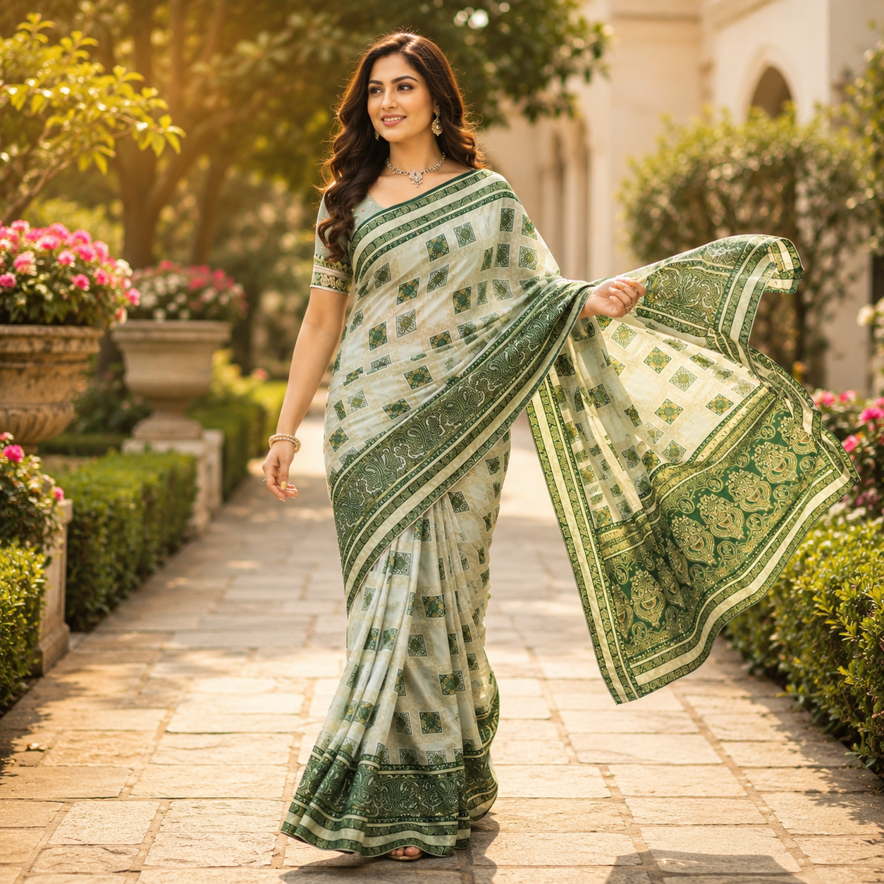 Green Dola Pure Patola Saree With Blouse – Elegant And Festive Wear For Women For Women