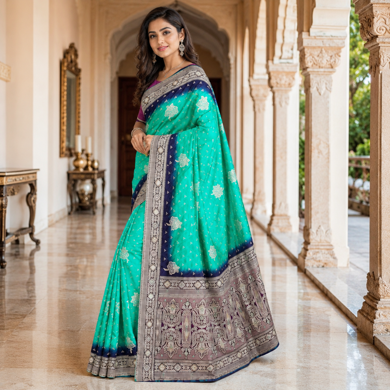 Rama Green Chanderi Silk Zari Crush Saree – Where Grace Flows In Every Fold For Women
