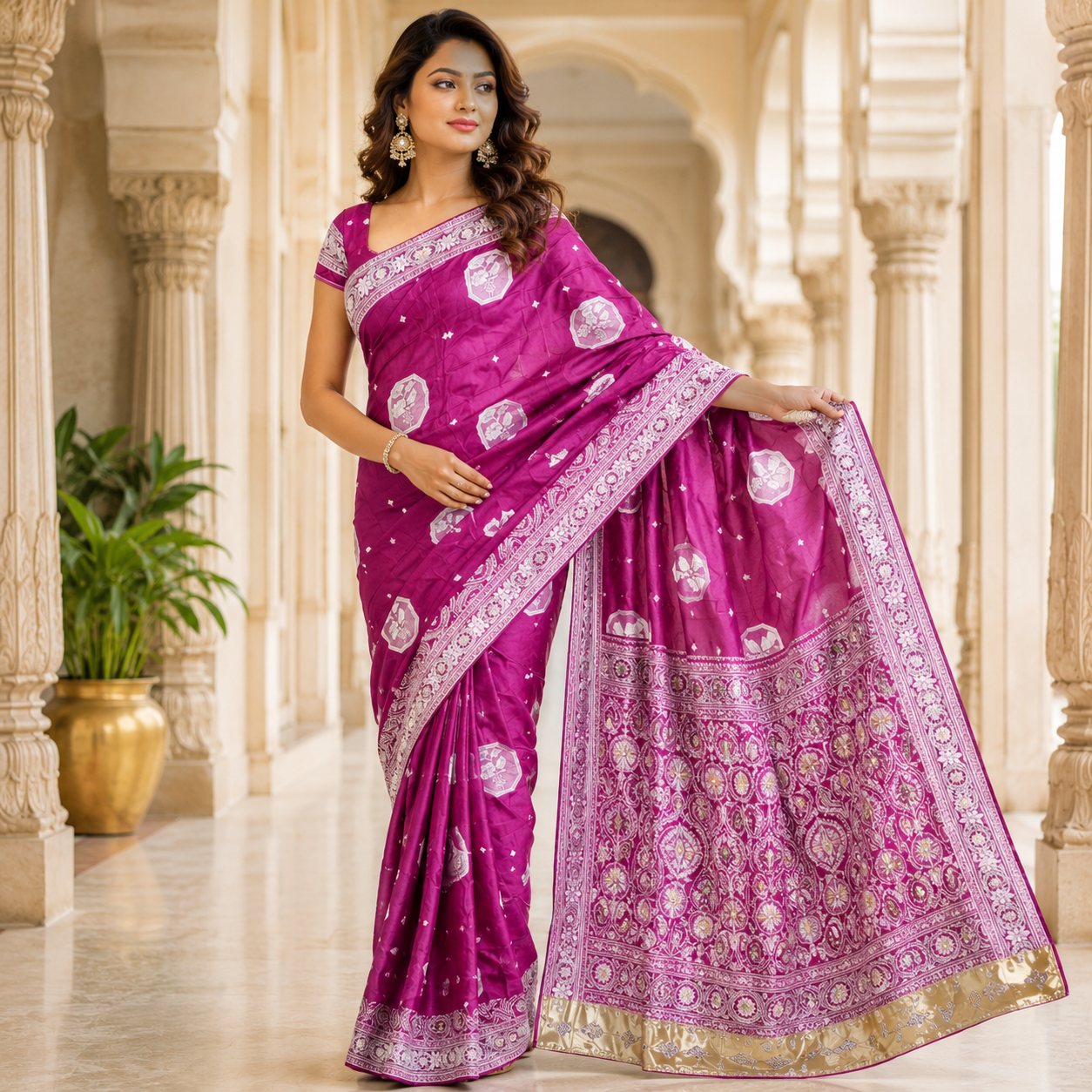 Purple Banarasi Katan Silk Saree With Silver Zari | Regal Festive Elegance For Women