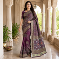 Wine Dola Handwork Saree With Blouse – Premium Wedding And Festive Wear For Women