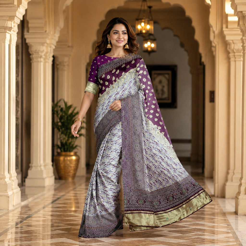 Wine Dola Silk Laheriya Saree With Blouse – Premium Festive And Wedding Saree For Women