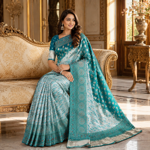 Green Dola Silk Laheriya Saree With Blouse – Festive And Wedding Wear For Women