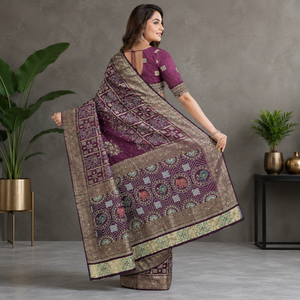 Wine Dola Handwork Saree With Blouse – Premium Wedding And Festive Wear For Women