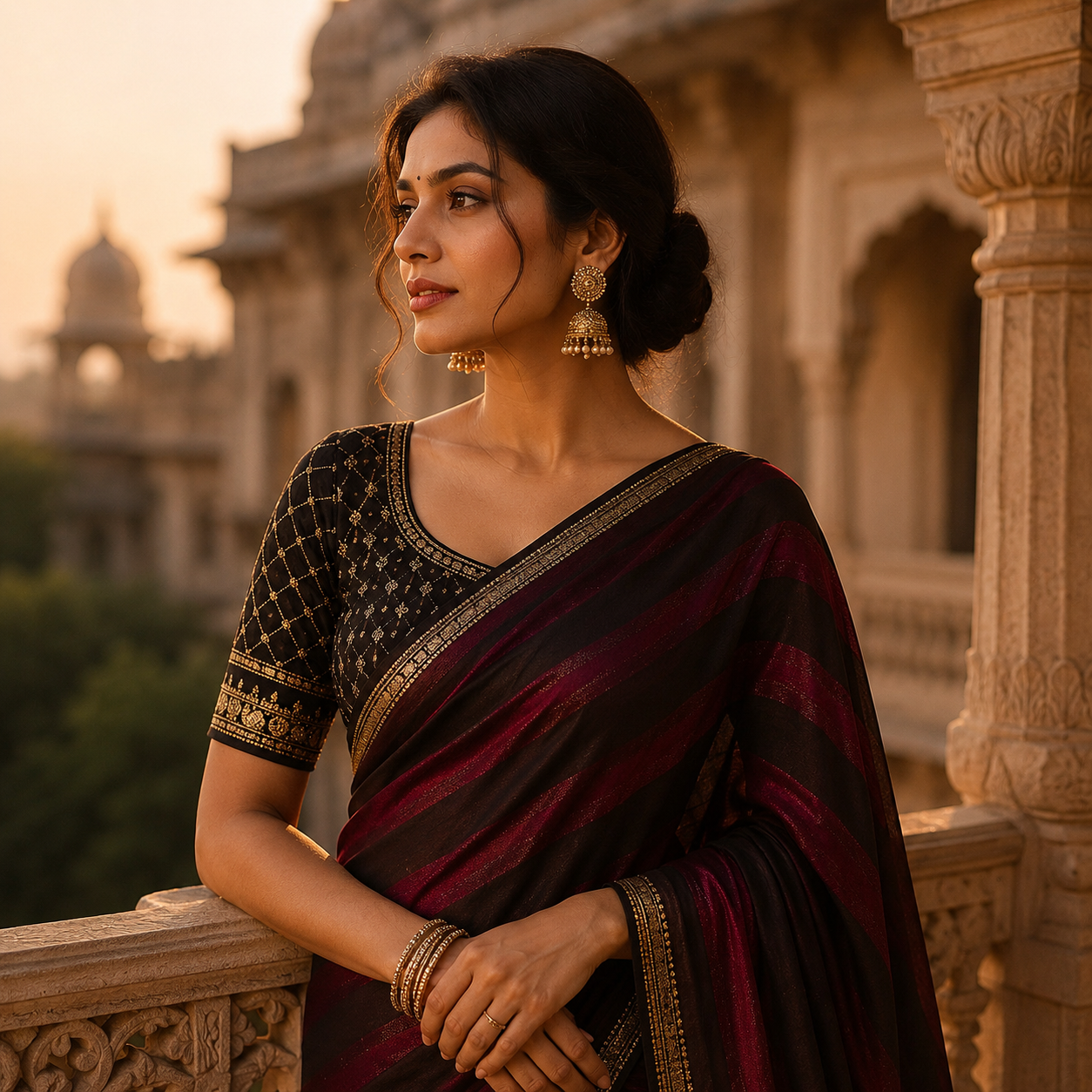 Wine Chanderi Silk Zari Crush Saree – A Regal Statement Of Modern Grace For Women