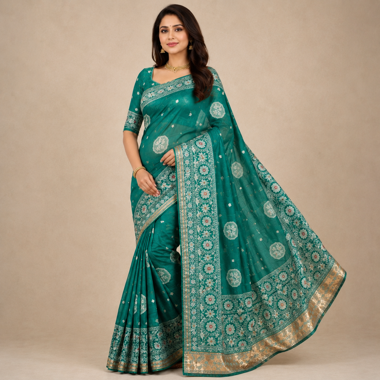 Emerald Green Banarasi Katan Silk Saree With Silver Zari - Royal And Lightweight Weave For Women