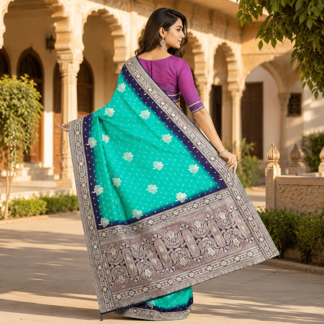 Rama Green Chanderi Silk Zari Crush Saree – Where Grace Flows In Every Fold For Women