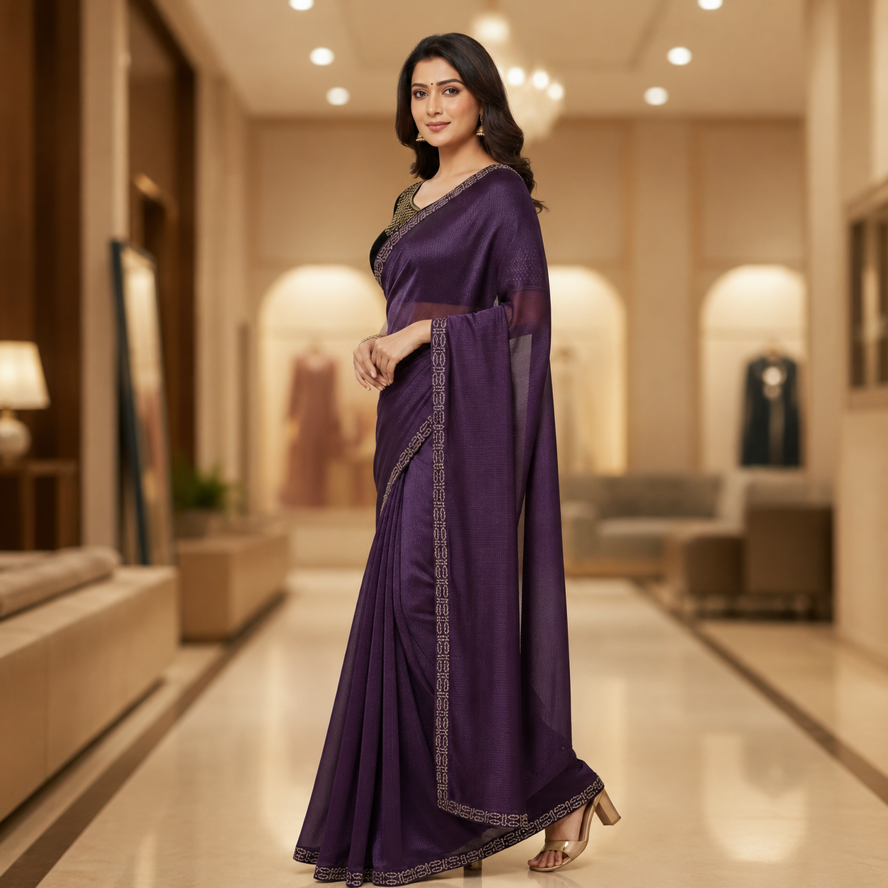 Purple Organza Saree With Velvet Blouse – A Statement Of Royal Elegance For Women