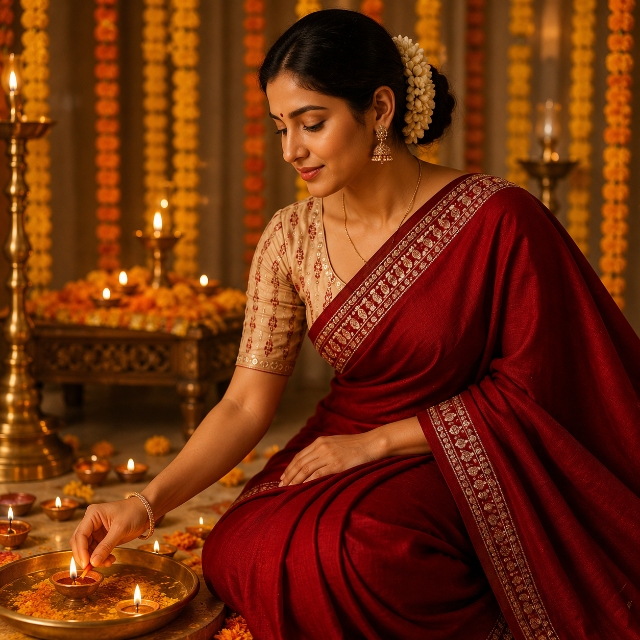 Red Georgette Saree With Readymade Blouse – Pre-Stitched Festive And Party Wear Saree For Women For Women