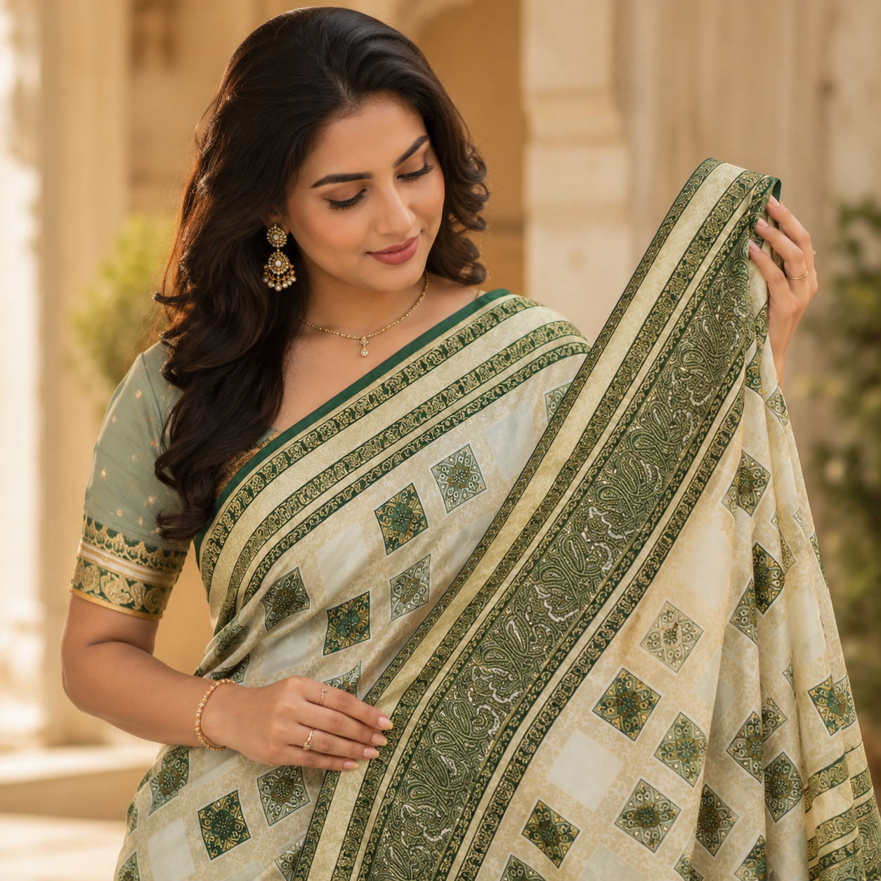 Green Dola Pure Patola Saree With Blouse – Elegant And Festive Wear For Women For Women