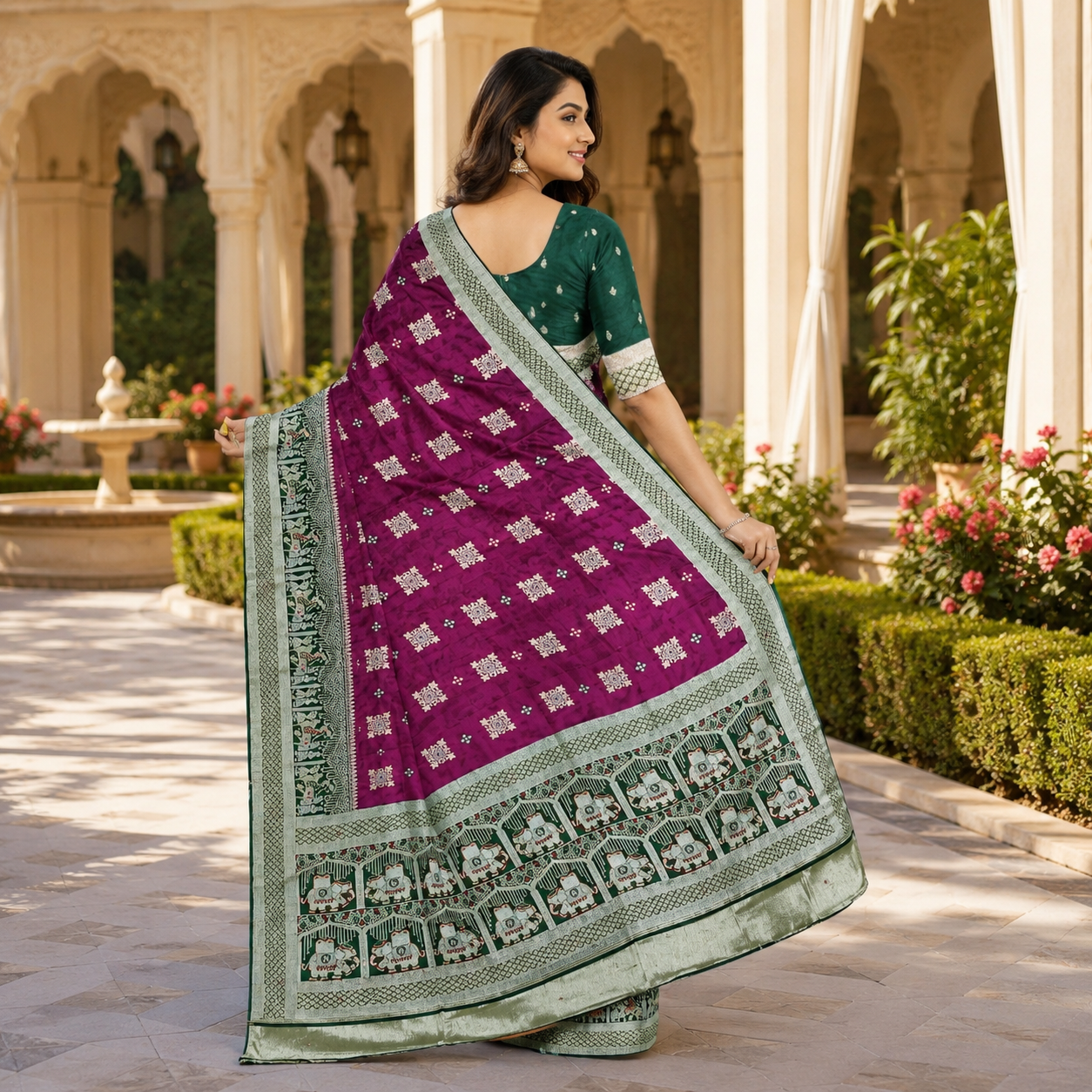 Wine Pure Gaji Silk Saree With Heavy Work And Blouse – Luxury Wedding And Festive Saree For Women