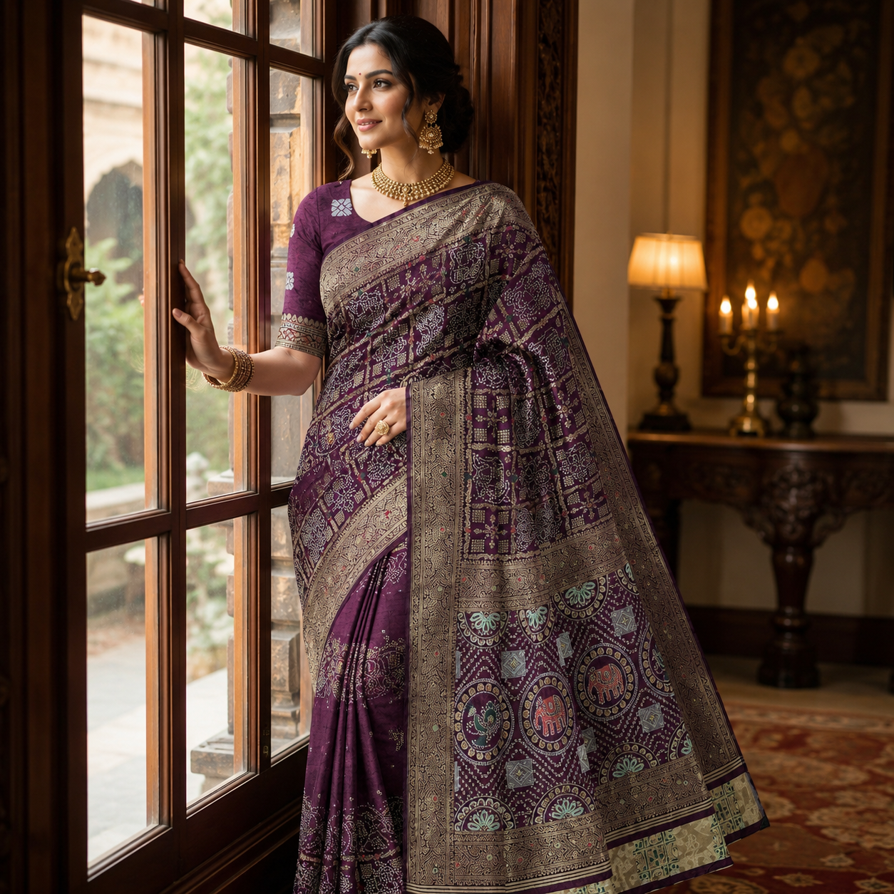 Wine Dola Handwork Saree With Blouse – Premium Wedding And Festive Wear For Women