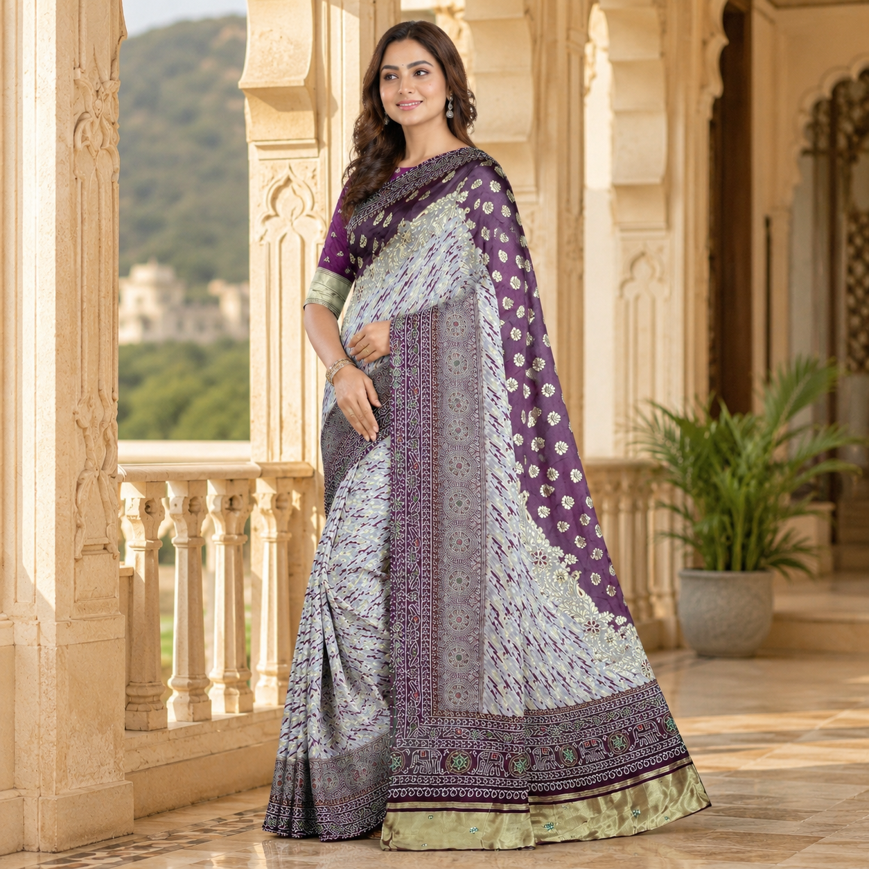 Wine Dola Silk Laheriya Saree With Blouse – Premium Festive And Wedding Saree For Women