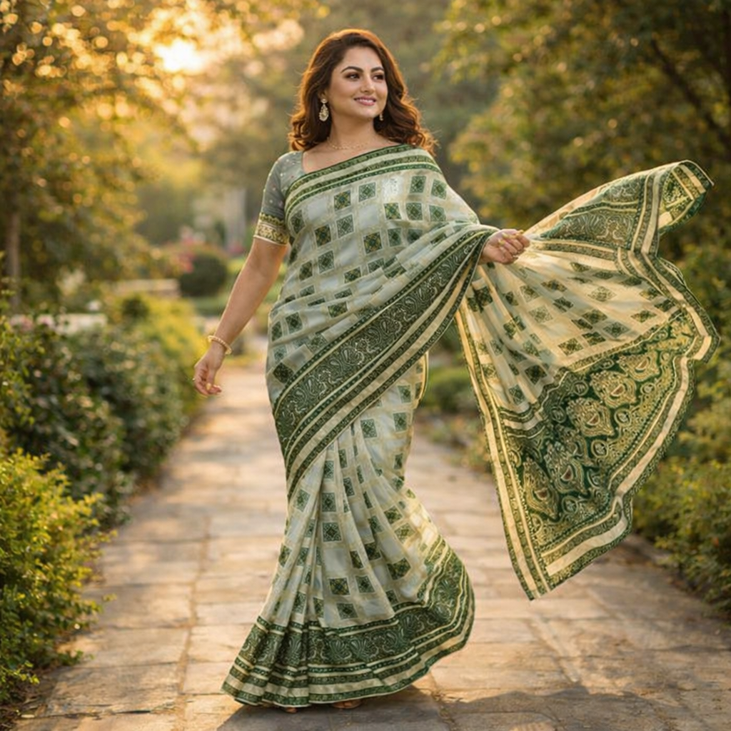 Green Dola Pure Patola Saree With Blouse – Elegant And Festive Wear For Women For Women