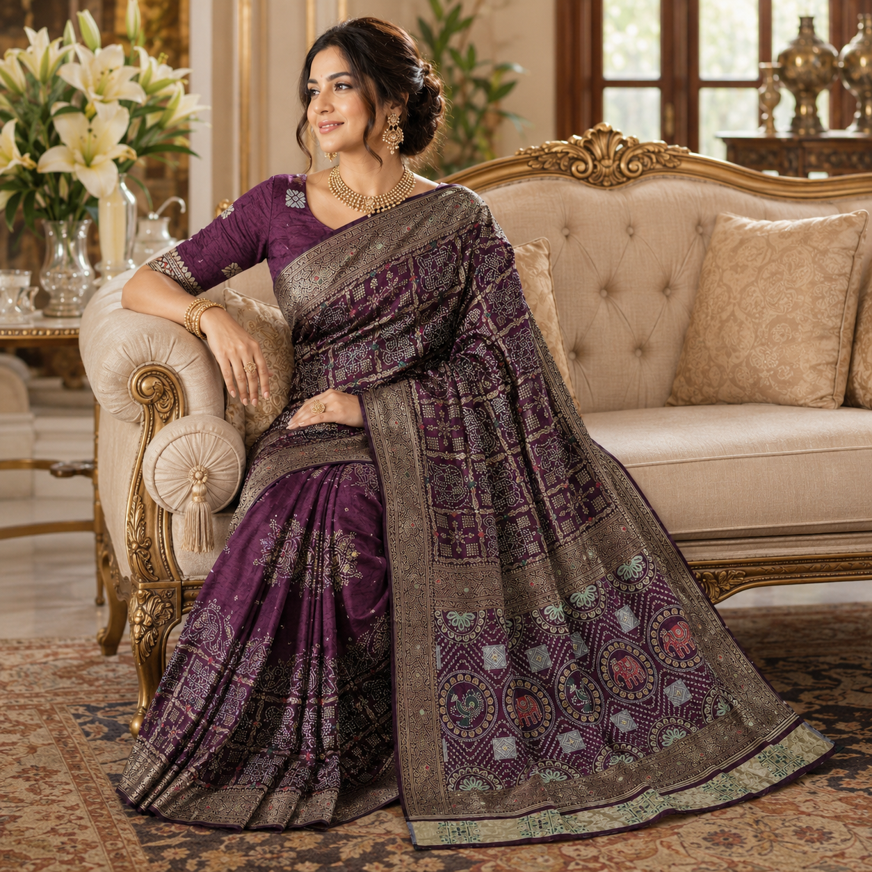 Wine Dola Handwork Saree With Blouse – Premium Wedding And Festive Wear For Women