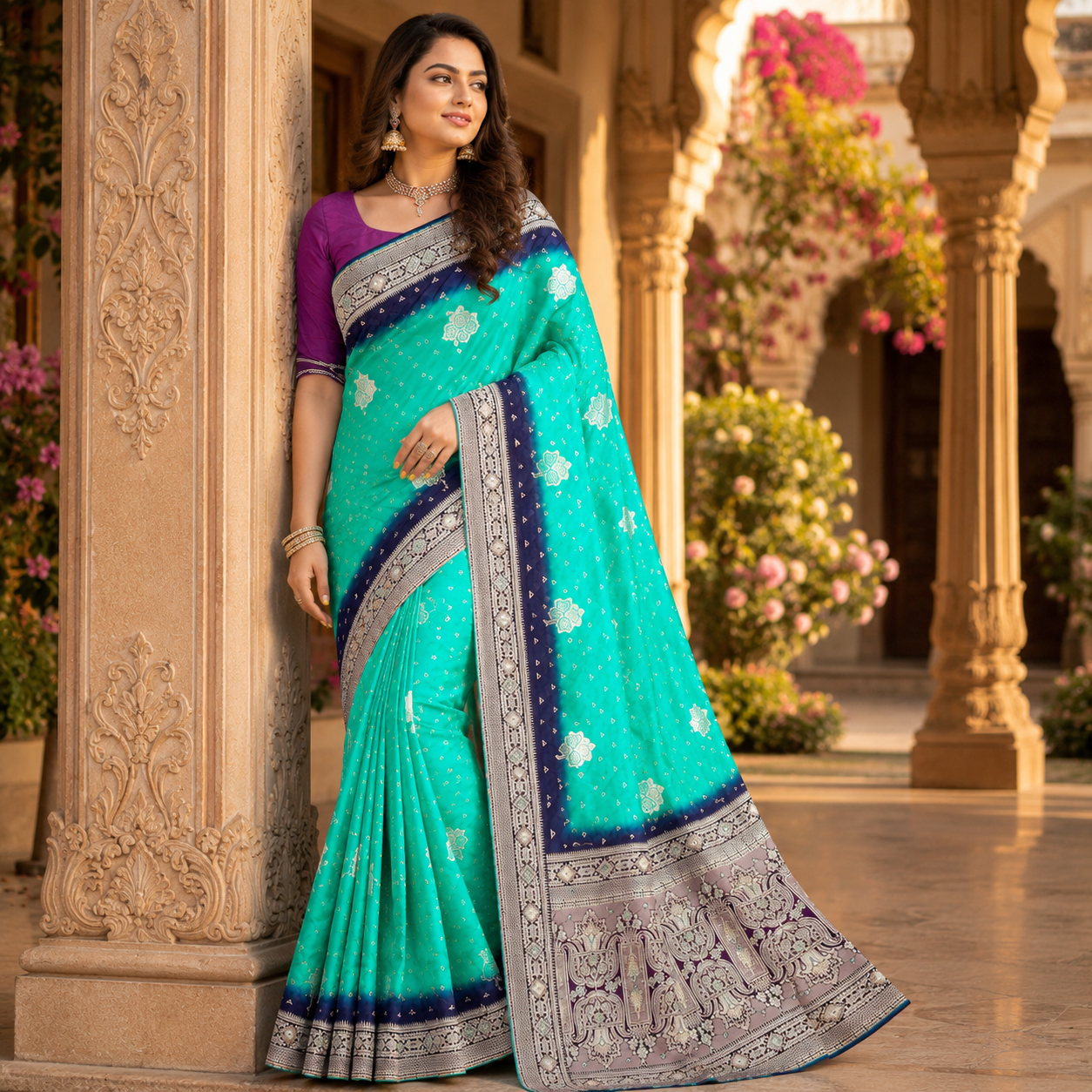 Rama Green Chanderi Silk Zari Crush Saree – Where Grace Flows In Every Fold For Women