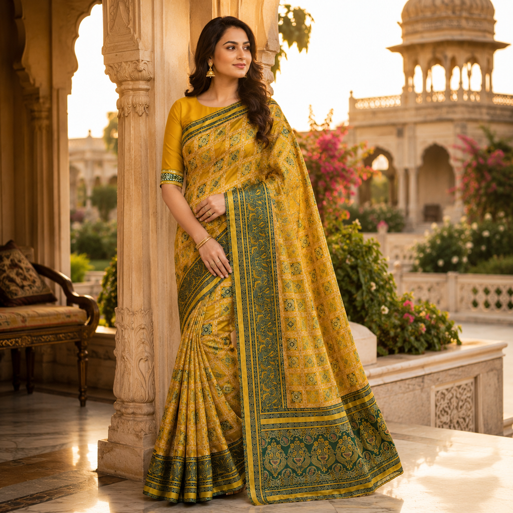Yellow Dola Pure Patola Saree With Blouse – Traditional And Festive Wear For Women