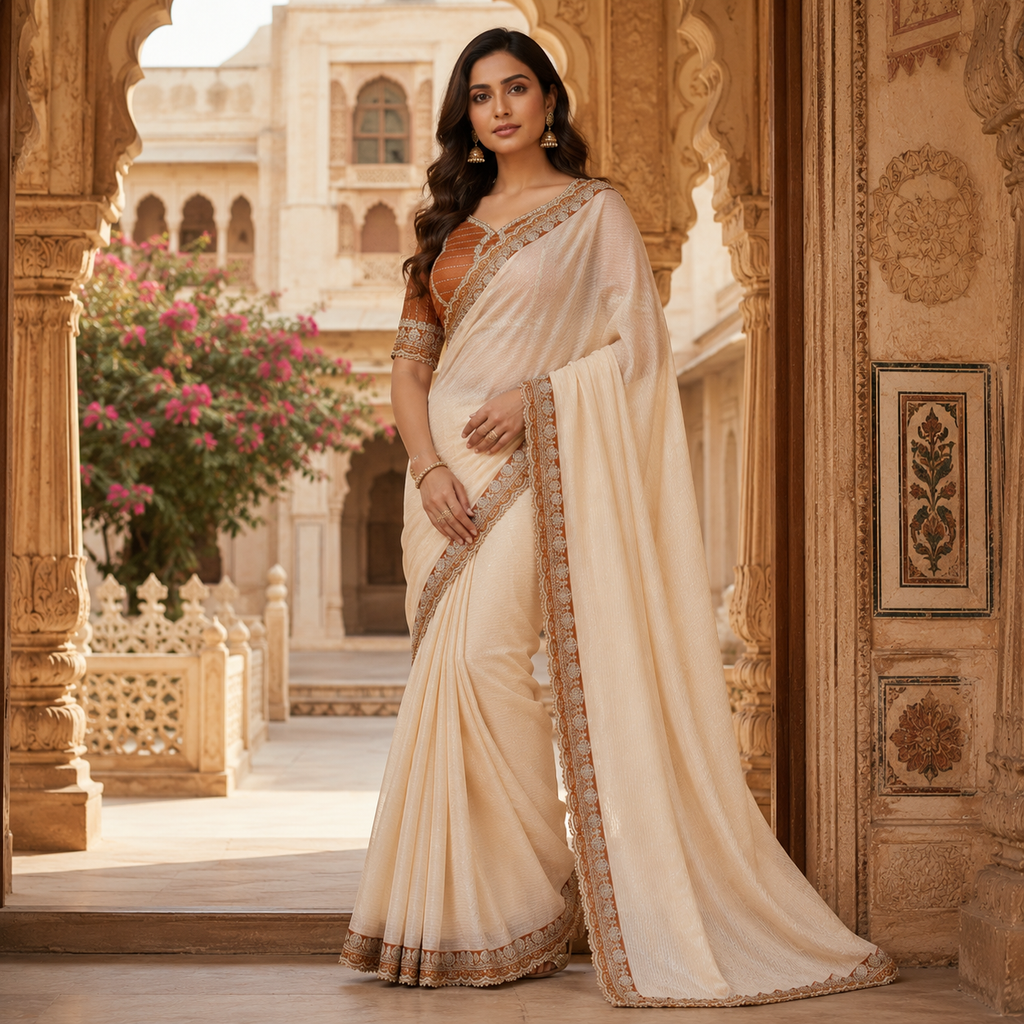 Orange Organza Saree With Gota Patti Work And Designer Blouse – Premium Wedding And Festive Saree For Women