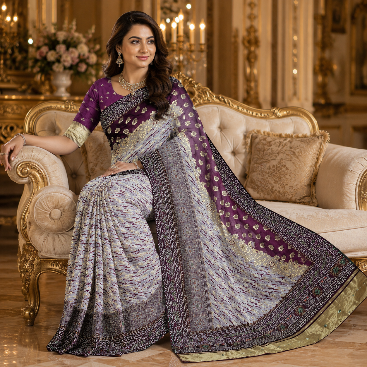 Wine Dola Silk Laheriya Saree With Blouse – Premium Festive And Wedding Saree For Women