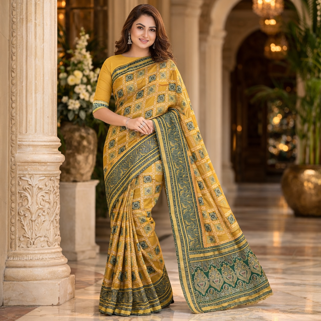 Yellow Dola Pure Patola Saree With Blouse – Traditional And Festive Wear For Women