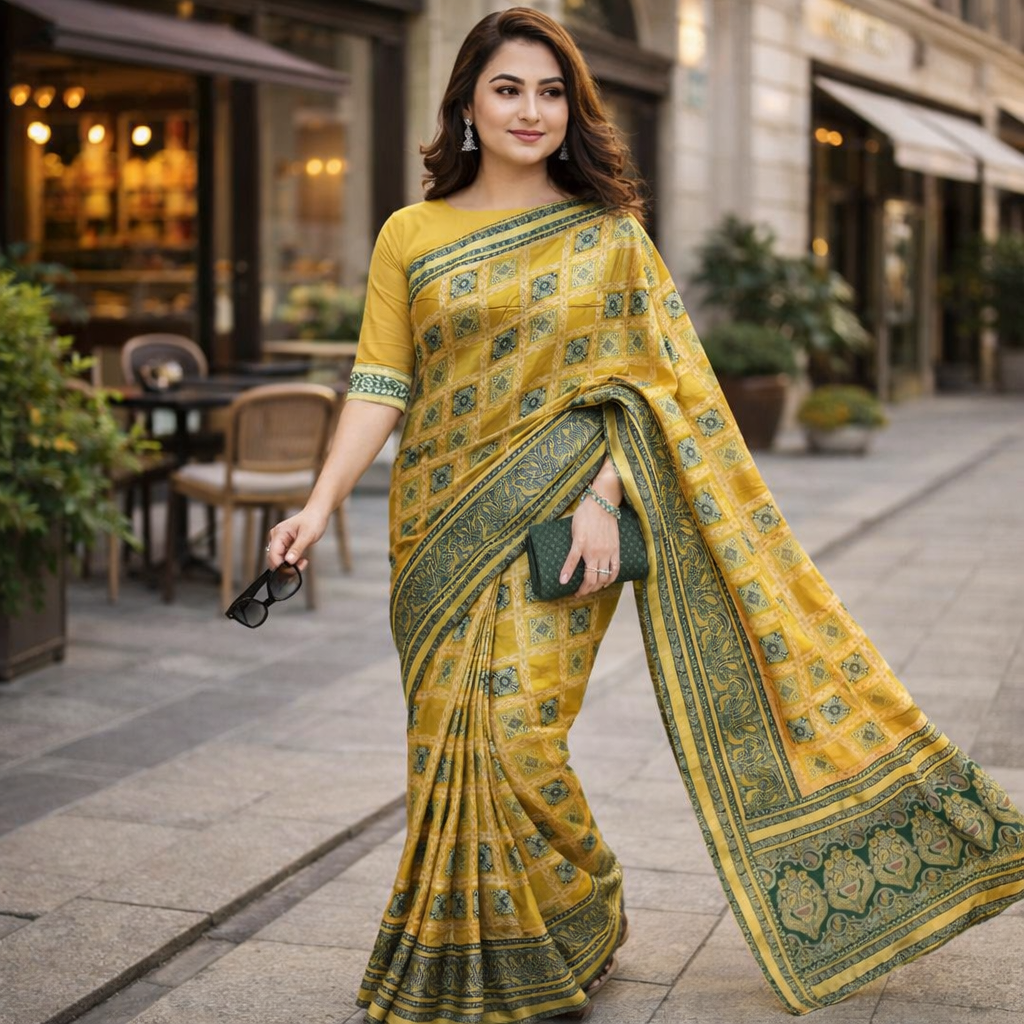 Yellow Dola Pure Patola Saree With Blouse – Traditional And Festive Wear For Women