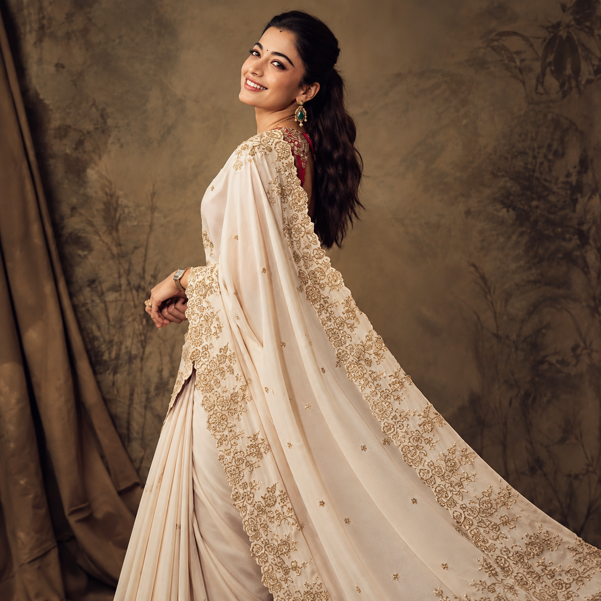Soft Rangoli Silk Saree with Sequins Embroidery & Heavy Banglori Silk Blouse