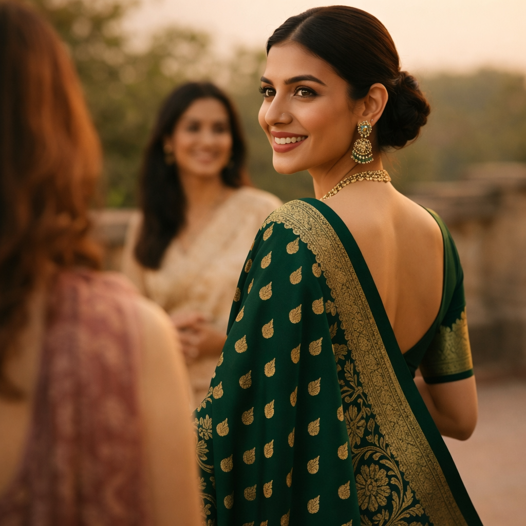 Green Pure Heavy Silk Saree With Blouse – Royal Wedding And Festive Saree For Women For Women