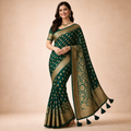 Green Pure Heavy Silk Saree With Blouse – Royal Wedding And Festive Saree For Women For Women