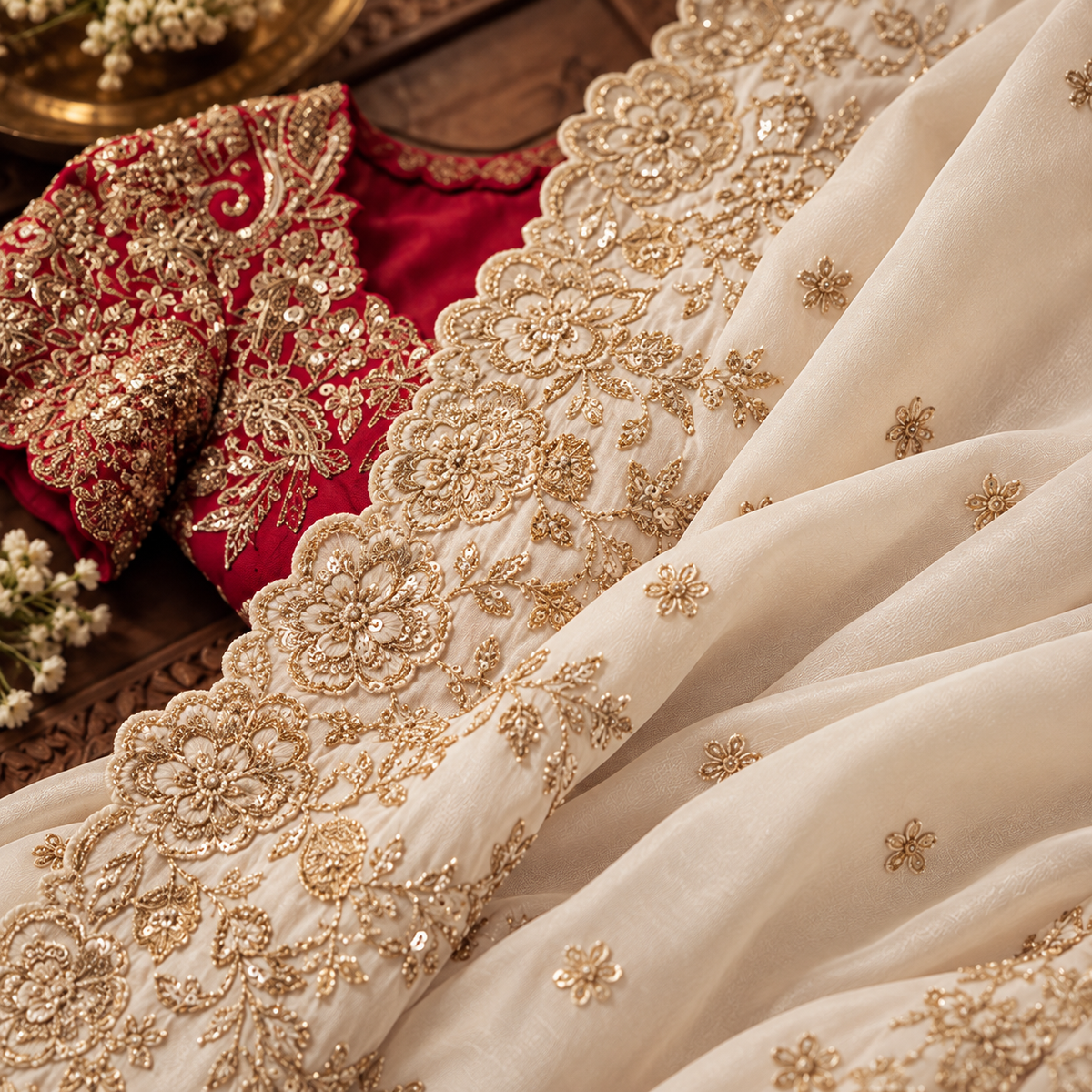 Soft Rangoli Silk Saree with Sequins Embroidery & Heavy Banglori Silk Blouse