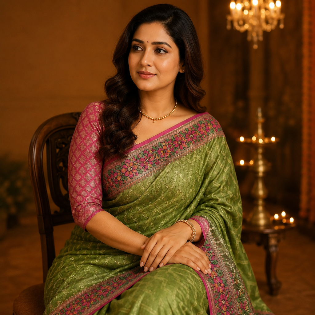 Green And Pink Banarasi Kora Silk Saree With Rich Zari Weaving | Lightweight, Festive And Wedding-Ready For Women