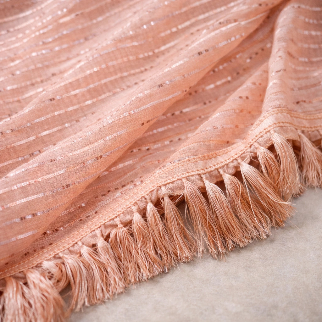Soft Peach Shimmer Chiffon Saree – Lightweight Party And Festive Wear For Women For Women