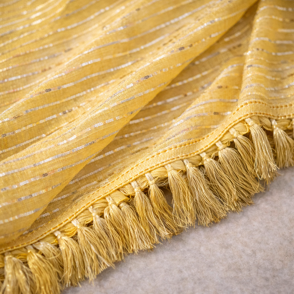 Yellow Shimmer Chiffon Saree – Lightweight Festive And Party Wear For Women For Women