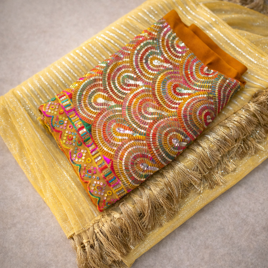 Yellow Shimmer Chiffon Saree – Lightweight Festive And Party Wear For Women For Women