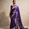 Royal Purple Bandhani Saree With Elegant Border – Timeless Festive Wear For Women And Girls For Women
