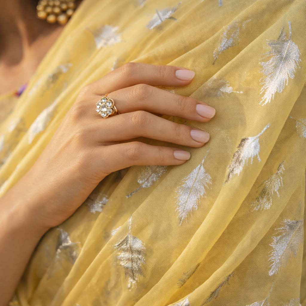 Yellow Chiffon Saree With Elegant Chikan Embroidered Blouse For Women