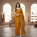 Yellow Georgette Saree With Readymade Blouse – Quick-Drape Party And Festive Saree For Women For Women